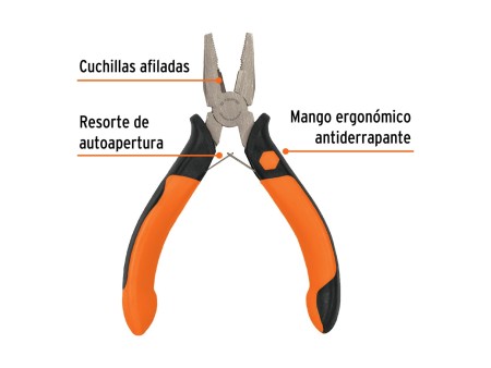 Mini pinza para electricista 5" mango Comfort Grip, Truper