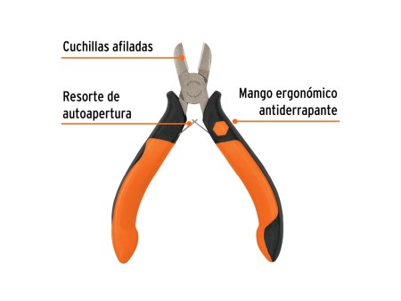 Mini pinza de corte diagonal 4" mango Comfort Grip, Truper