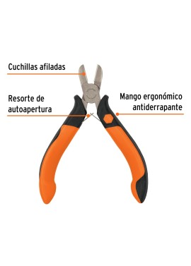 Mini pinza de corte diagonal 4" mango Comfort Grip, Truper