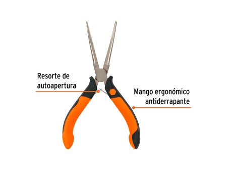 Mini pinza de punta de aguja 6" mango Comfort Grip, Truper