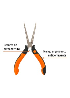 Mini pinza de punta de aguja 6" mango Comfort Grip, Truper