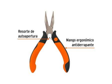 Mini pinza de punta curva 5" mango Comfort Grip, Truper