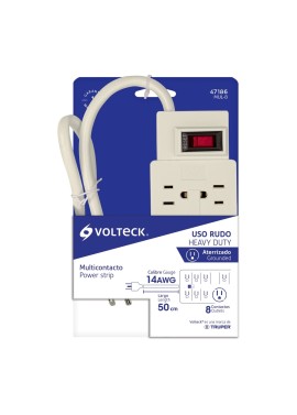 Multicontacto 14 AWG uso rudo con 8 entradas, Volteck