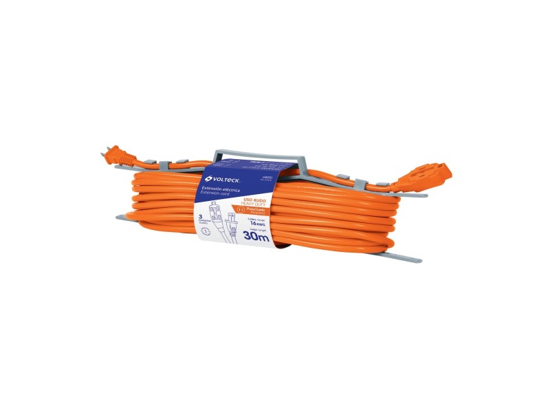 Extensión eléctrica de uso rudo 30 m 2x16 AWG, Volteck