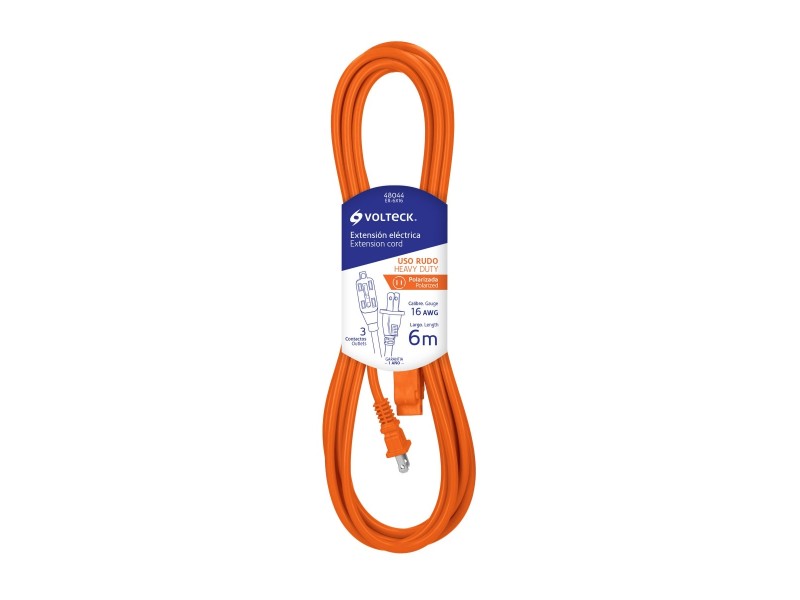 Extensión eléctrica de uso rudo 6 m 2x16 AWG, Volteck