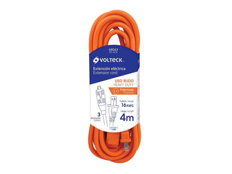 Extensión eléctrica de uso rudo 4 m 2x16 AWG, Volteck