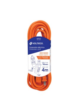 Extensión eléctrica de uso rudo 4 m 2x16 AWG, Volteck