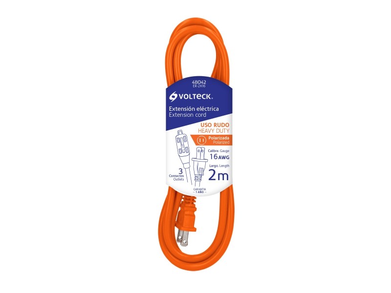 Extensión eléctrica de uso rudo 2 m 2x16 AWG, Volteck