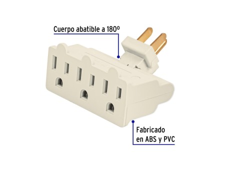 Multicontacto triple aterrizado, tipo bisagra, Volteck