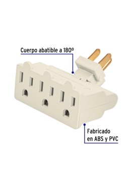 Multicontacto triple aterrizado, tipo bisagra, Volteck