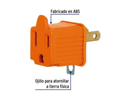 Adaptador 3 a 2, naranja, a granel, Volteck