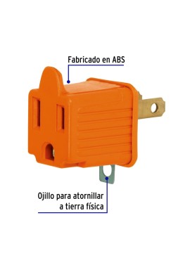 Adaptador 3 a 2, naranja, a granel, Volteck