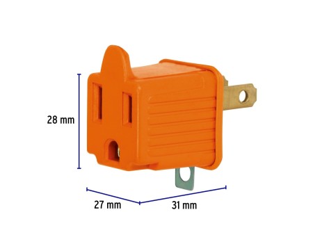 Adaptador 3 a 2, naranja, a granel, Volteck