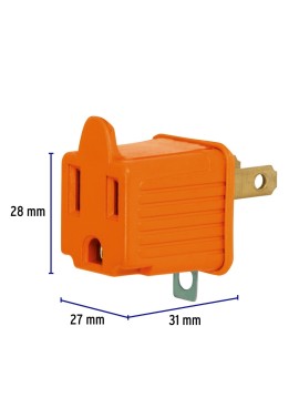 Adaptador 3 a 2, naranja, a granel, Volteck