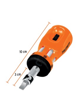 Desarmador tipo trompo con matraca, 6 puntas dobles, blíster