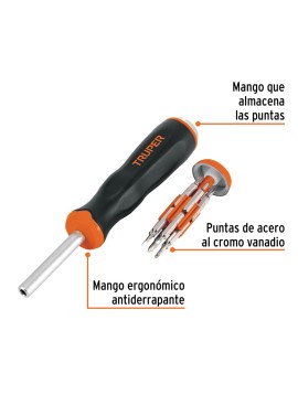 Desarmador de joyero multi puntas 12 en 1, Truper