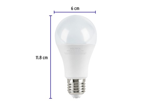 Lámpara LED tipo bulbo A19 12 W luz de día, blíster, Volteck