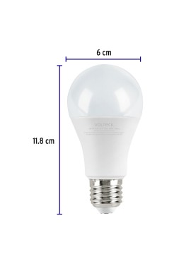 Lámpara LED tipo bulbo A19 12 W luz de día, blíster, Volteck