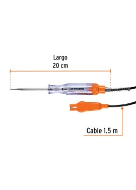 Probador de circuitos de corriente directa 20 cm, c/caimán