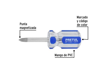 Desarmador de cruz 1/4 x 1-1/2" mango de PVC, Pretul