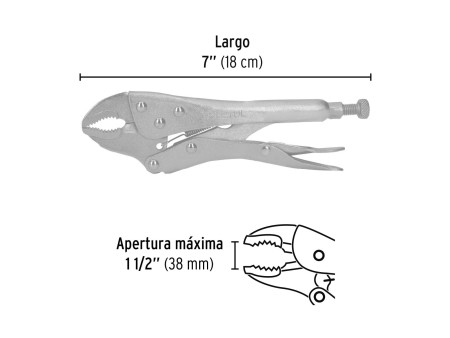 Pinza de presión 7" mordaza curva, Pretul