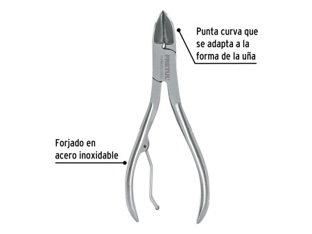 Alicate 5" de acero inoxidable para uñas, Pretul