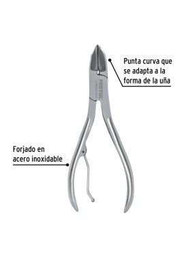 Alicate 5" de acero inoxidable para uñas, Pretul