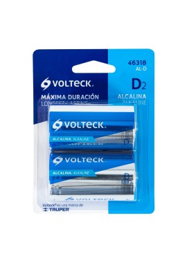 Blíster con 2 pilas alcalinas tamaño D, Volteck