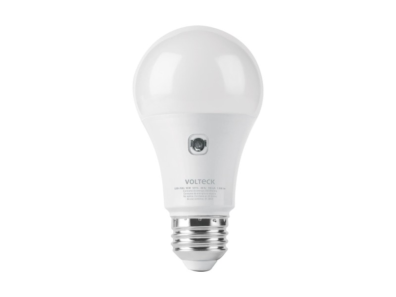 Lámpara LED tipo bulbo A19 10 W con sensor de luz, Volteck