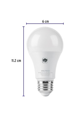 Lámpara LED tipo bulbo A19 10 W con sensor de luz, Volteck