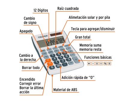 Calculadora de escritorio 15 cm, Truper