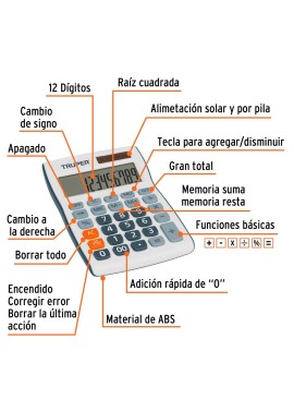 Calculadora de escritorio 15 cm, Truper