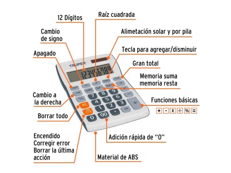 Calculadora de escritorio 19 cm, Truper