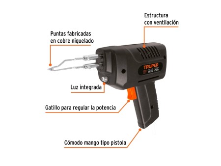 Cautín 140 W tipo pistola con 2 temperaturas, Truper, Código: 17548