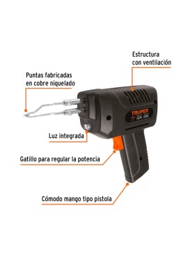 Cautín 140 W tipo pistola con 2 temperaturas, Truper, Código: 17548